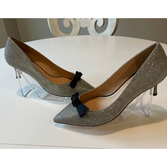 Talbots Erica Bow Detail Kitten Heel Pumps NWOB Metallic Shimmery Sz 8.5 Chic - Picture 4 of 15